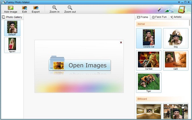The interface of Funny Photo Maker