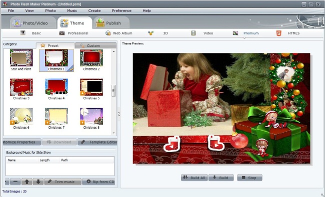 The Interface of Using Photo Flash Maker to Make Christmas Slideshow
