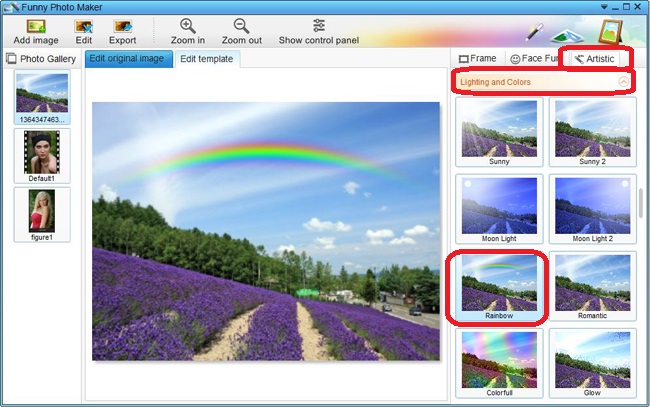 Find and add the rainbow photo effect to your photo.